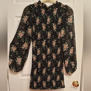 NWT O. Vianca Pink Rose Smocked Mini Dress Size M